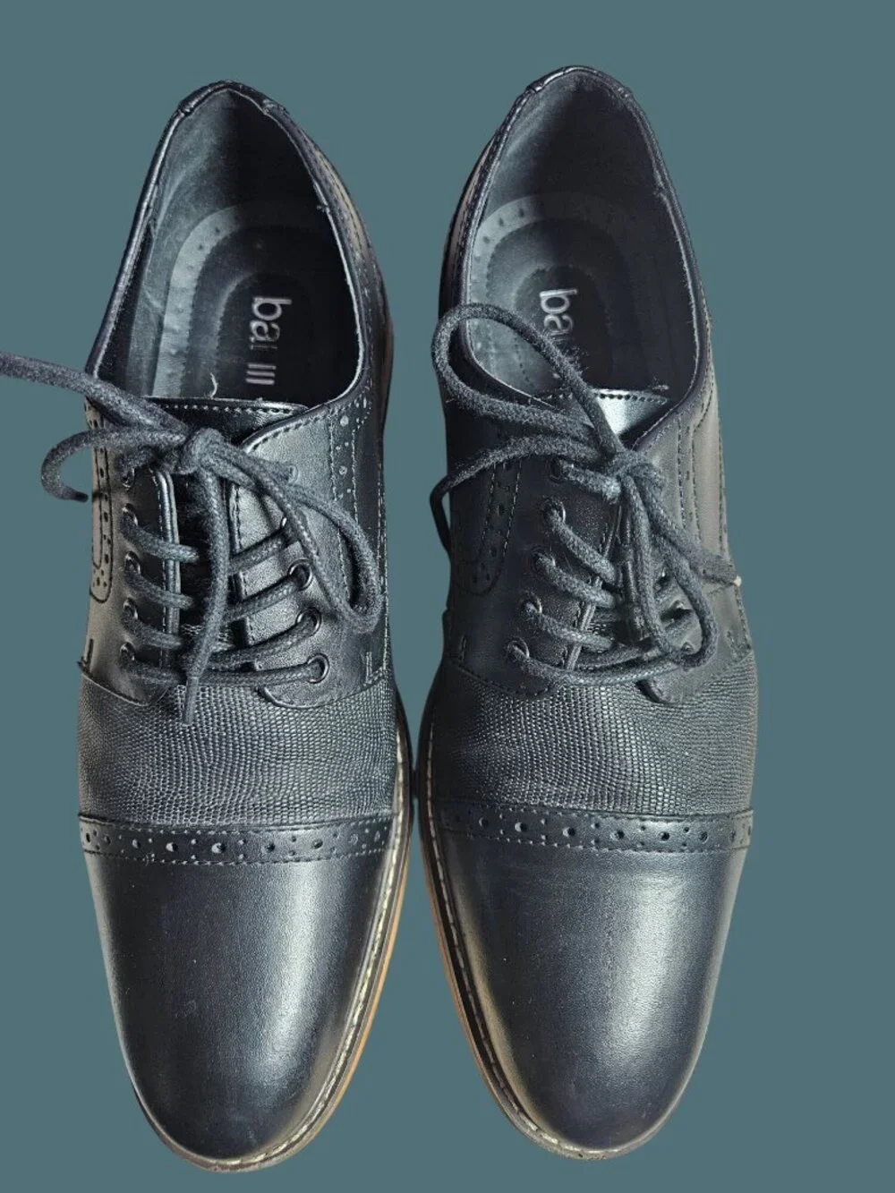 Bar III Black Leather Parker Cap Toe Dress Oxford Brogues Shoe Men 8.5M